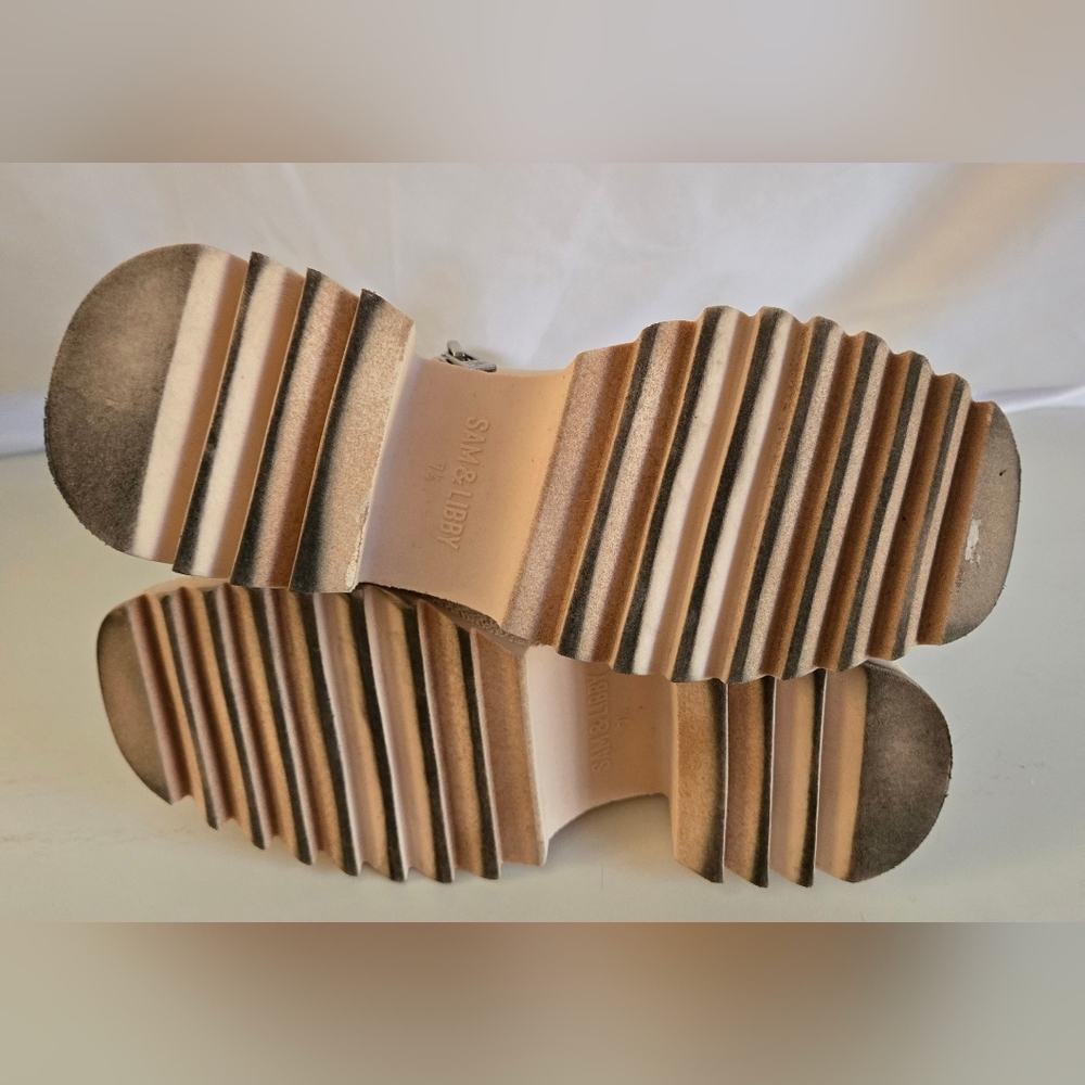 Sam & Libby Chelsea Boots | Heeled Vanilla Bean Chunky Tread | Size 7.5 - Picture 6 of 13